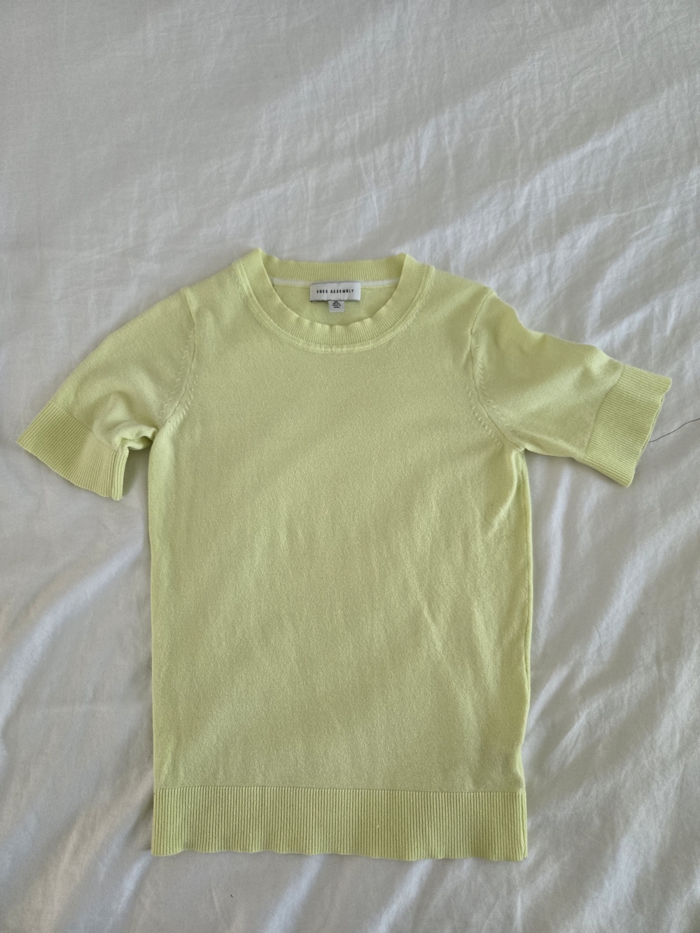 Soft Yellow Knit Short-Sleeve Top